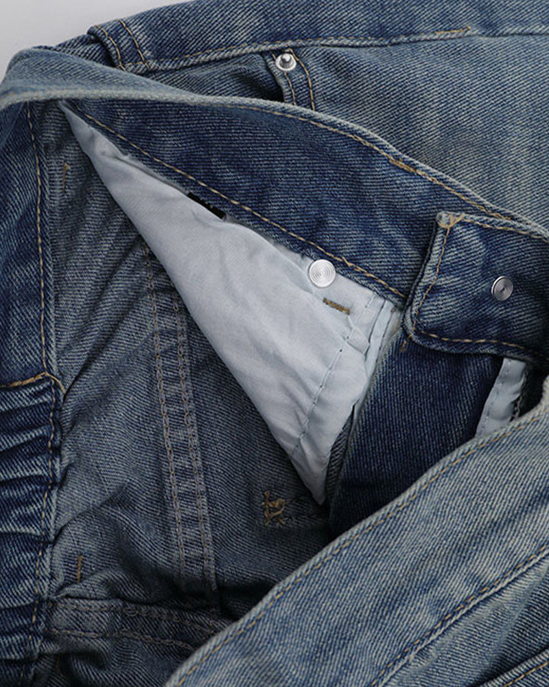 Washed straight jeans