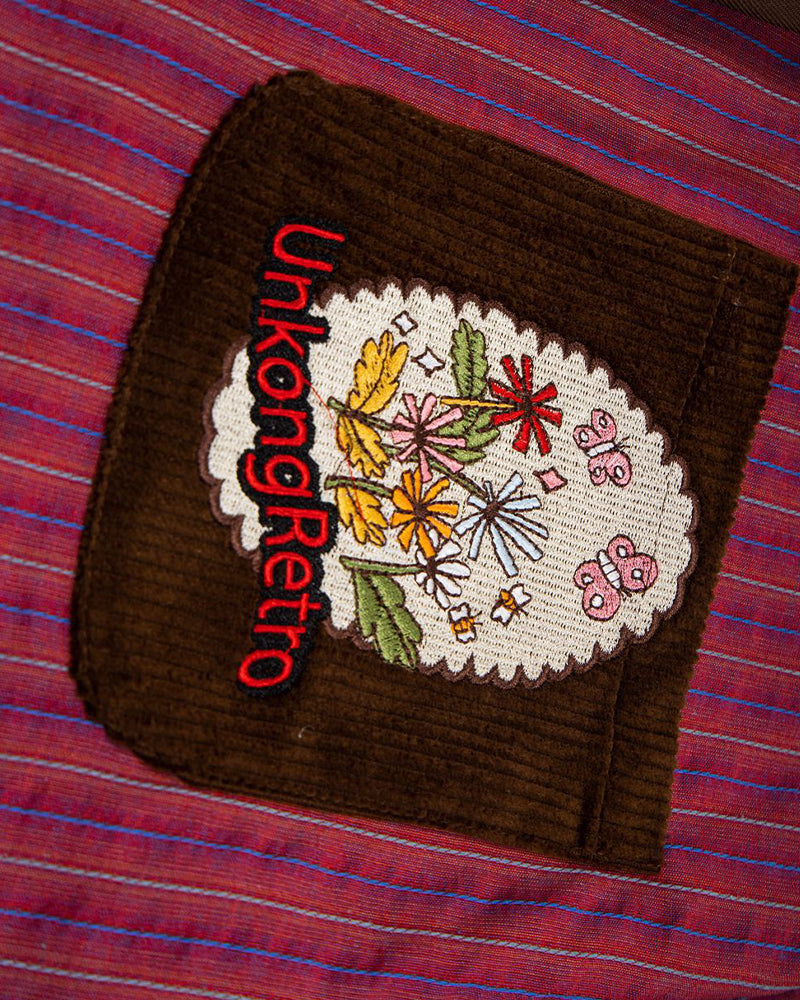 Embroidered color-blocked short-sleeved shirt