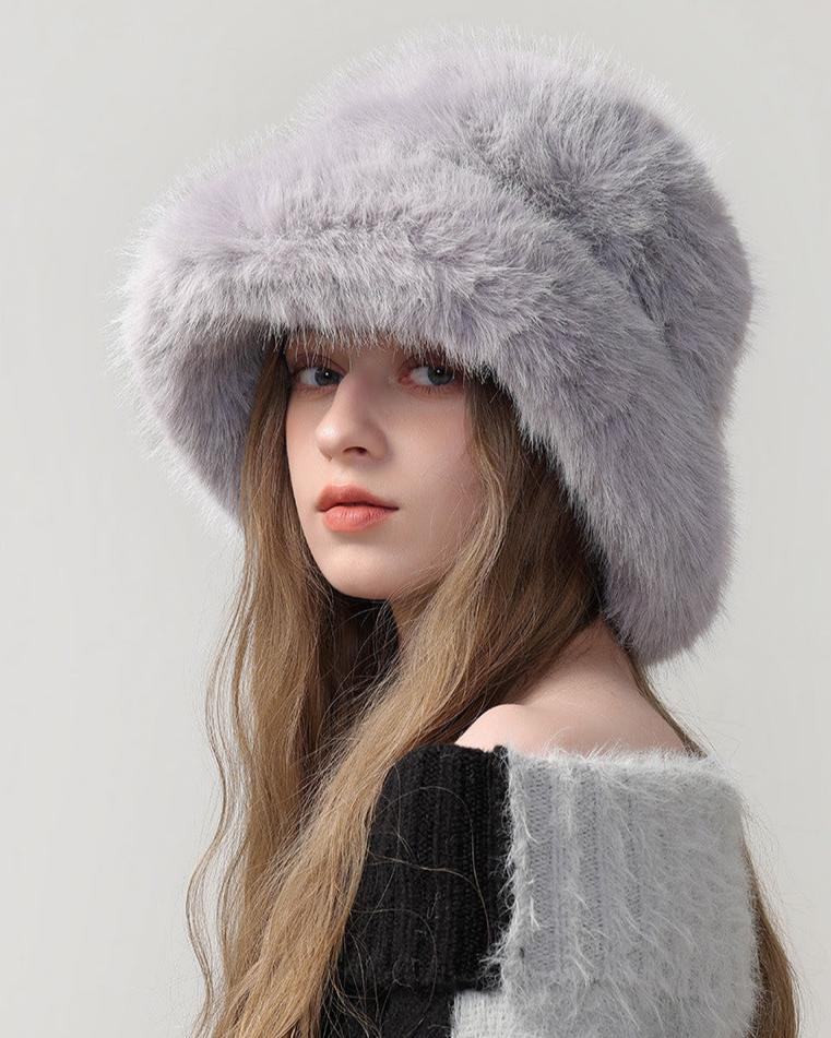 Warm solid color plush hat