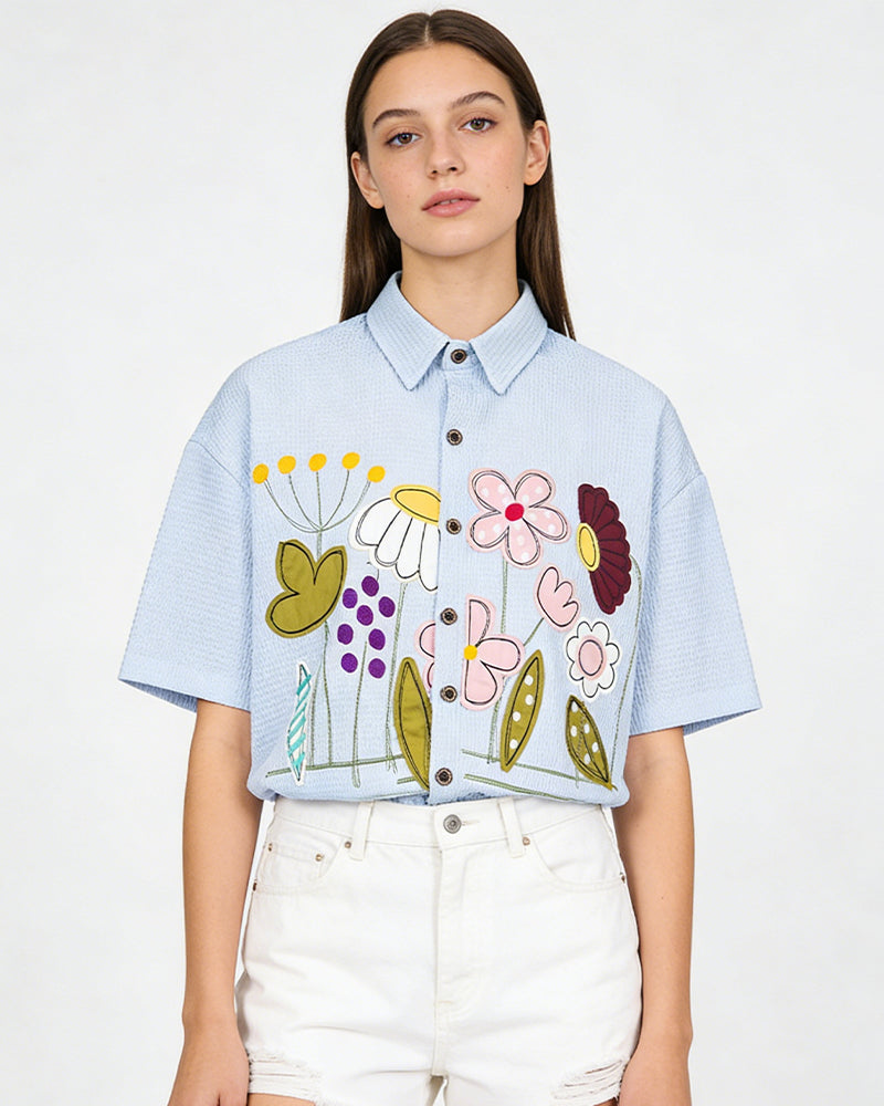 Floral short-sleeved shirt