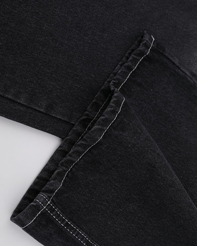 Washed straight jeans