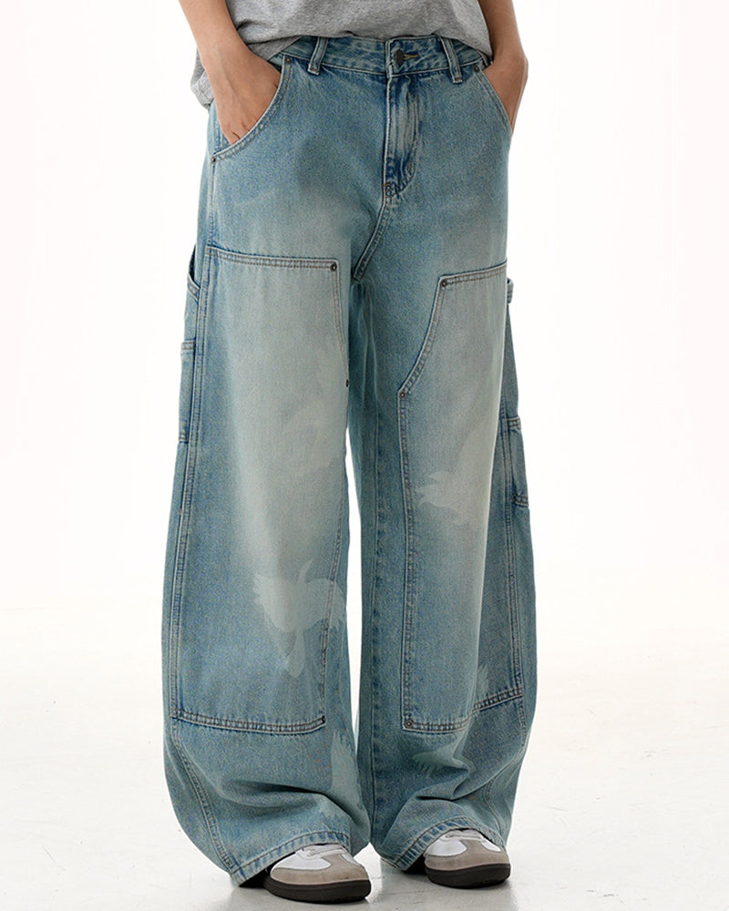 Washed straight jeans