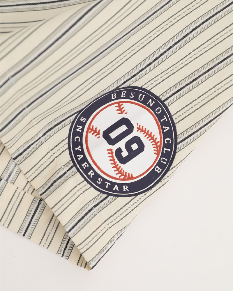 Retro vertical striped short-sleeved shirt