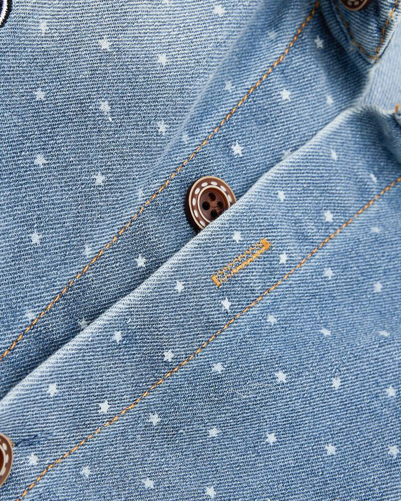 Washed polka dot short-sleeved shirt