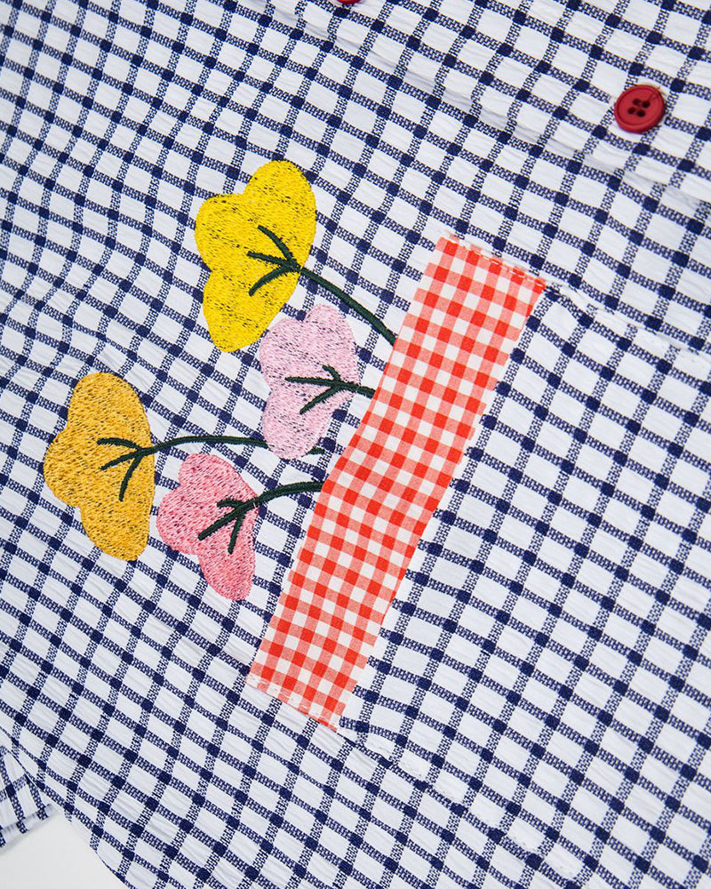 Plaid cat short-sleeved shirt