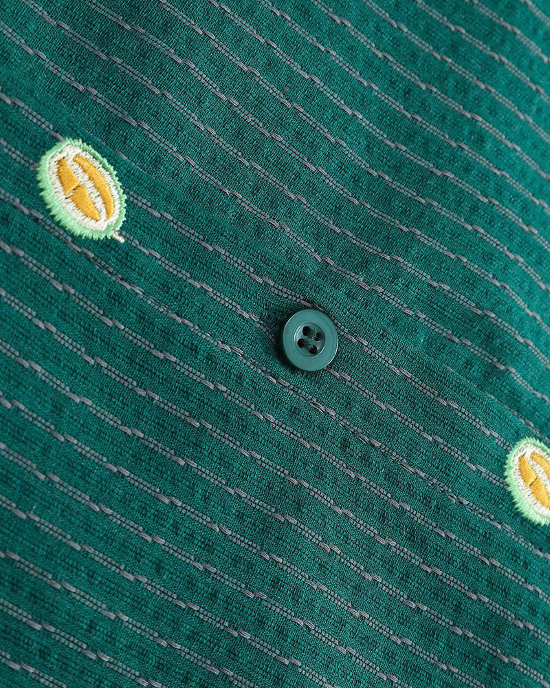 embroidered striped short-sleeved shirt