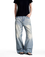 Retro washed denim jeans