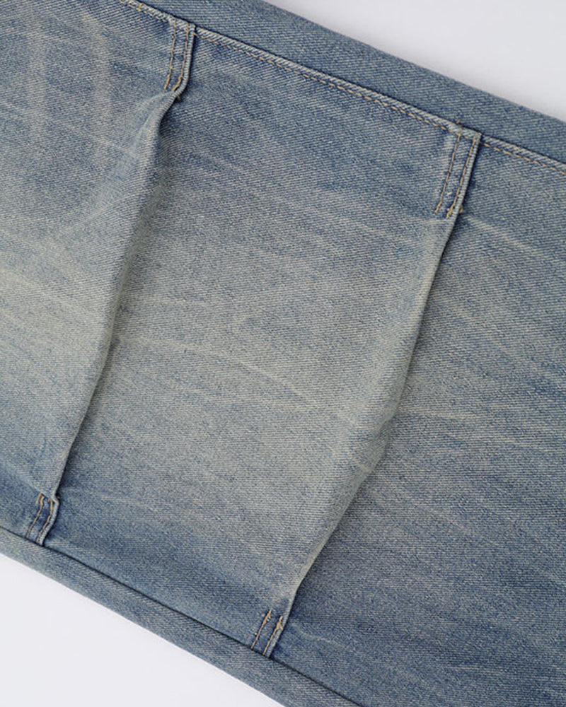 Washed straight jeans