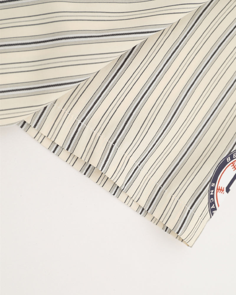 Retro vertical striped short-sleeved shirt