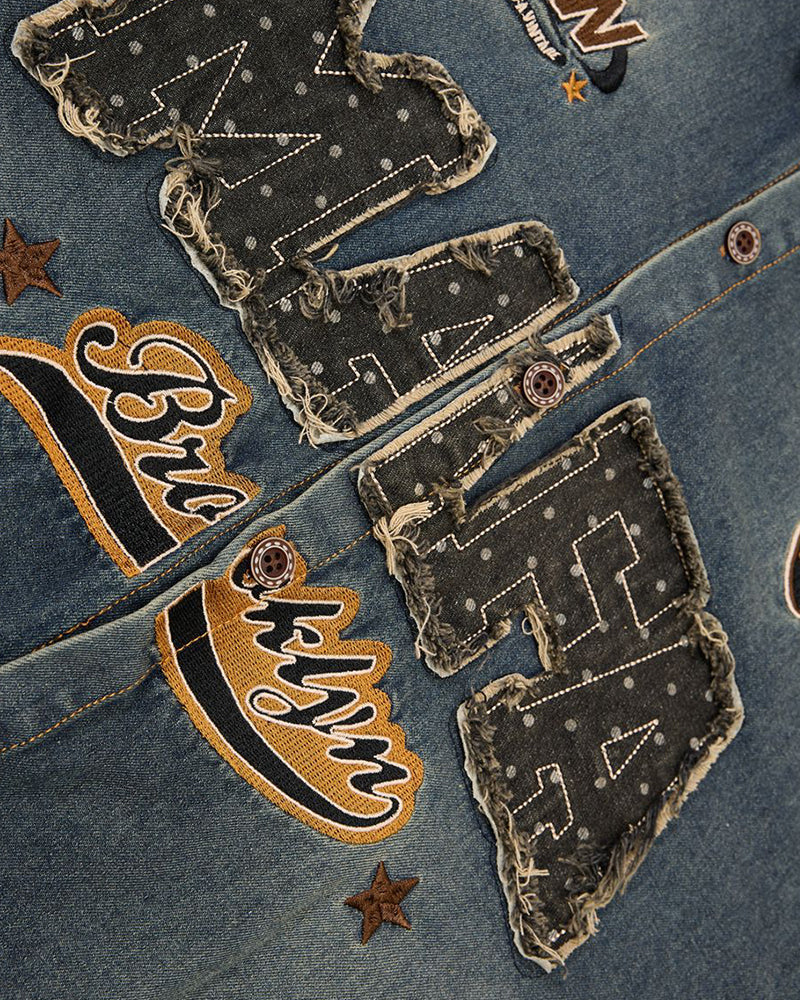 Distressed washed short-sleeved shirt