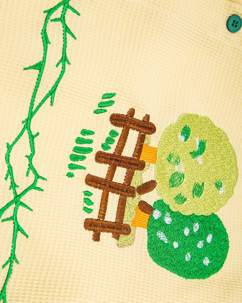 Plant embroidery short-sleeved shirt