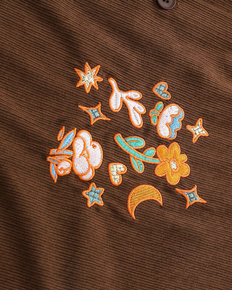 Retro floral short-sleeved shirt