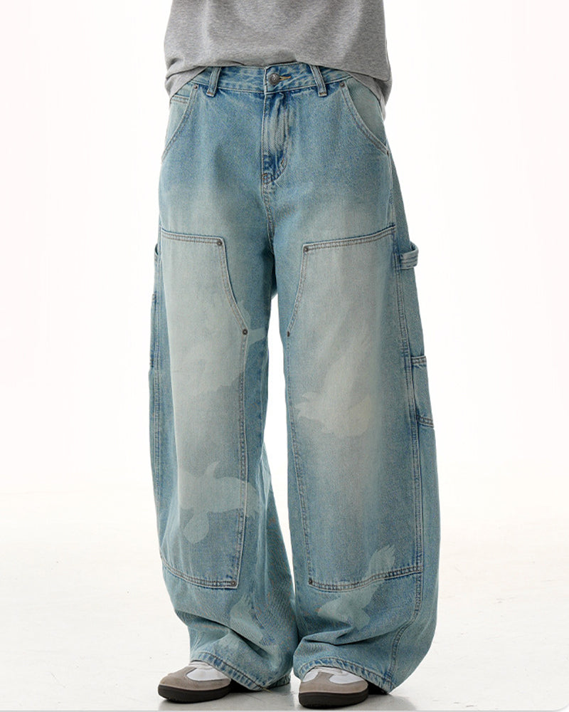 Washed straight jeans