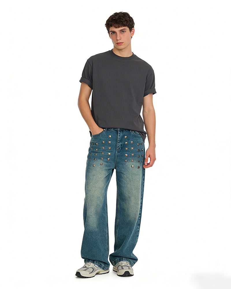Faded distressed jeans