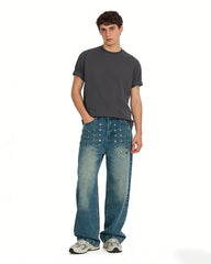 Faded distressed jeans