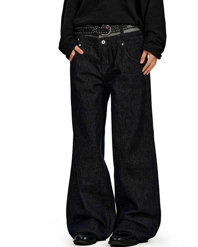 Faux two-piece casual trousers