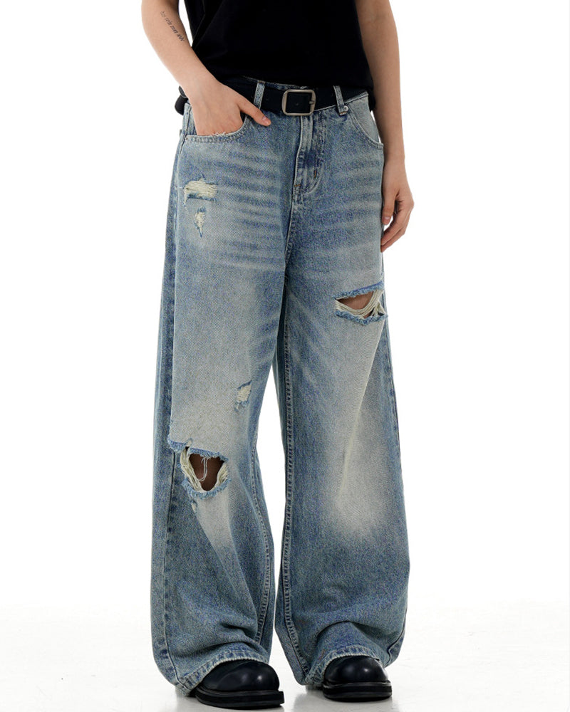 Washed straight leg trousers