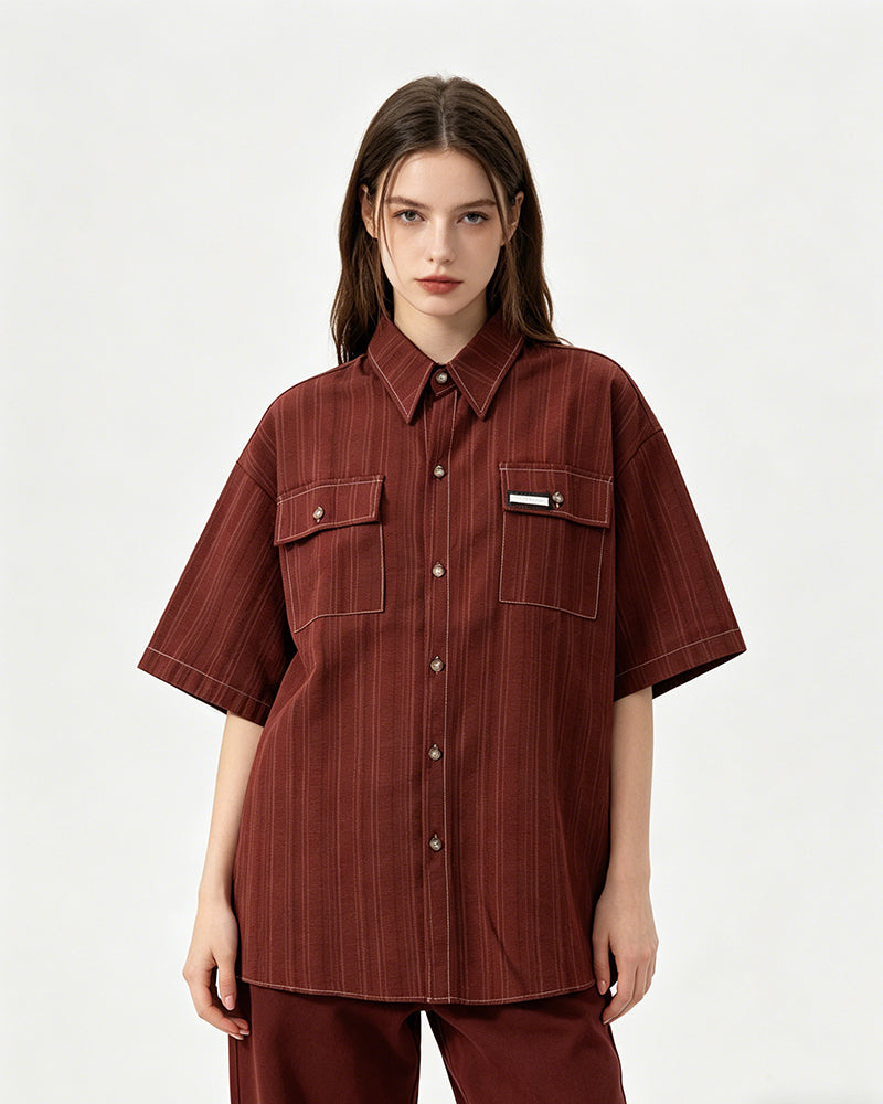 Casual striped short-sleeved shirt