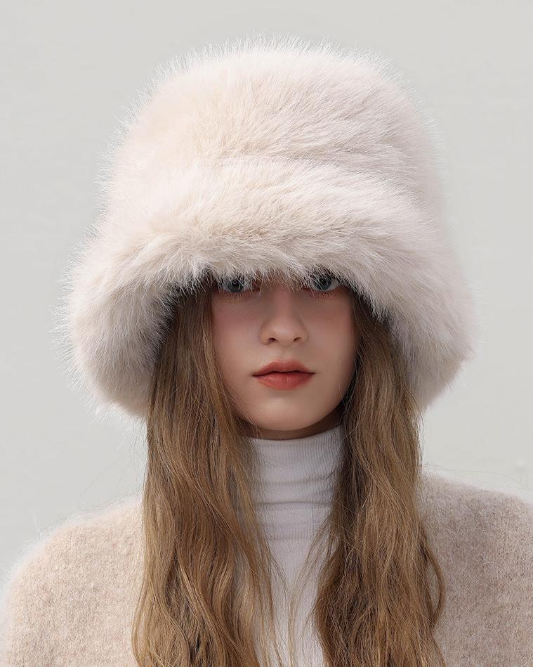 Warm solid color plush hat