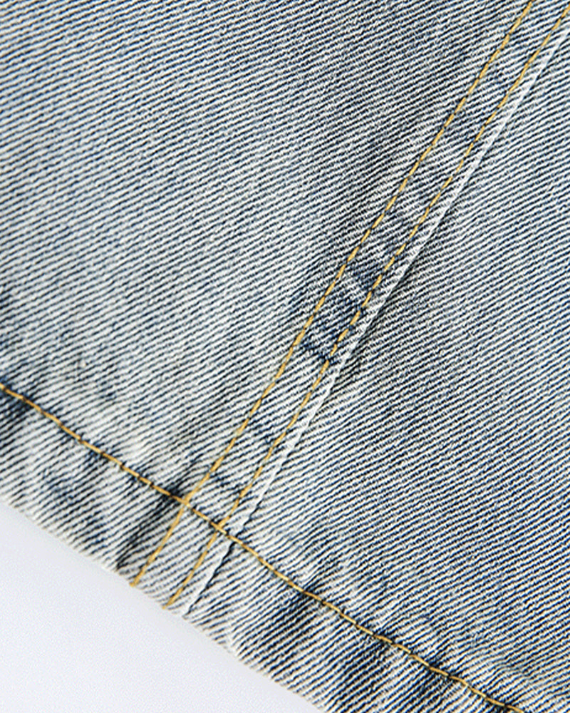 Patchwork color-blocked loose-fitting jeans