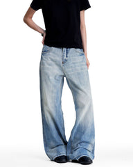 Retro washed straight leg jeans
