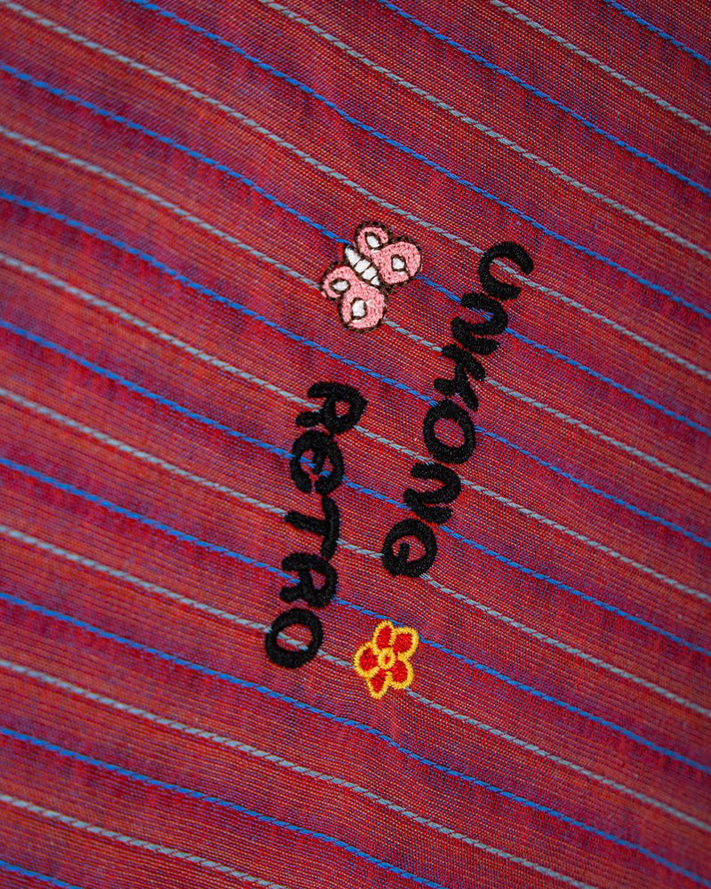 Embroidered color-blocked short-sleeved shirt