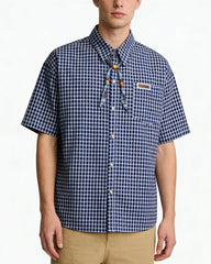 plaid short-sleeved shirt