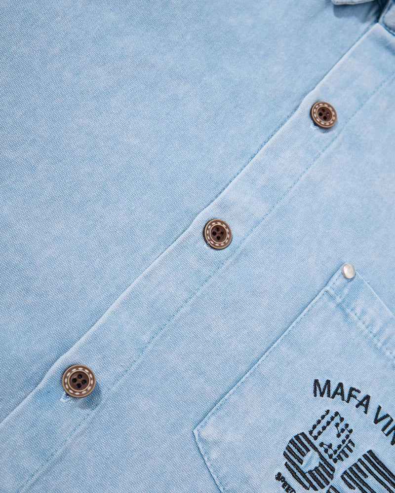 Retro embroidered short-sleeved shirt