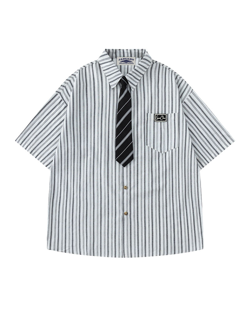 Retro plaid short-sleeved shirt