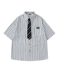 Retro plaid short-sleeved shirt