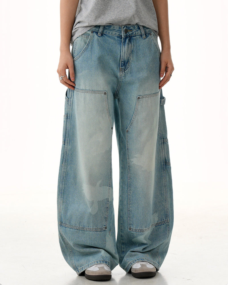 Washed straight jeans