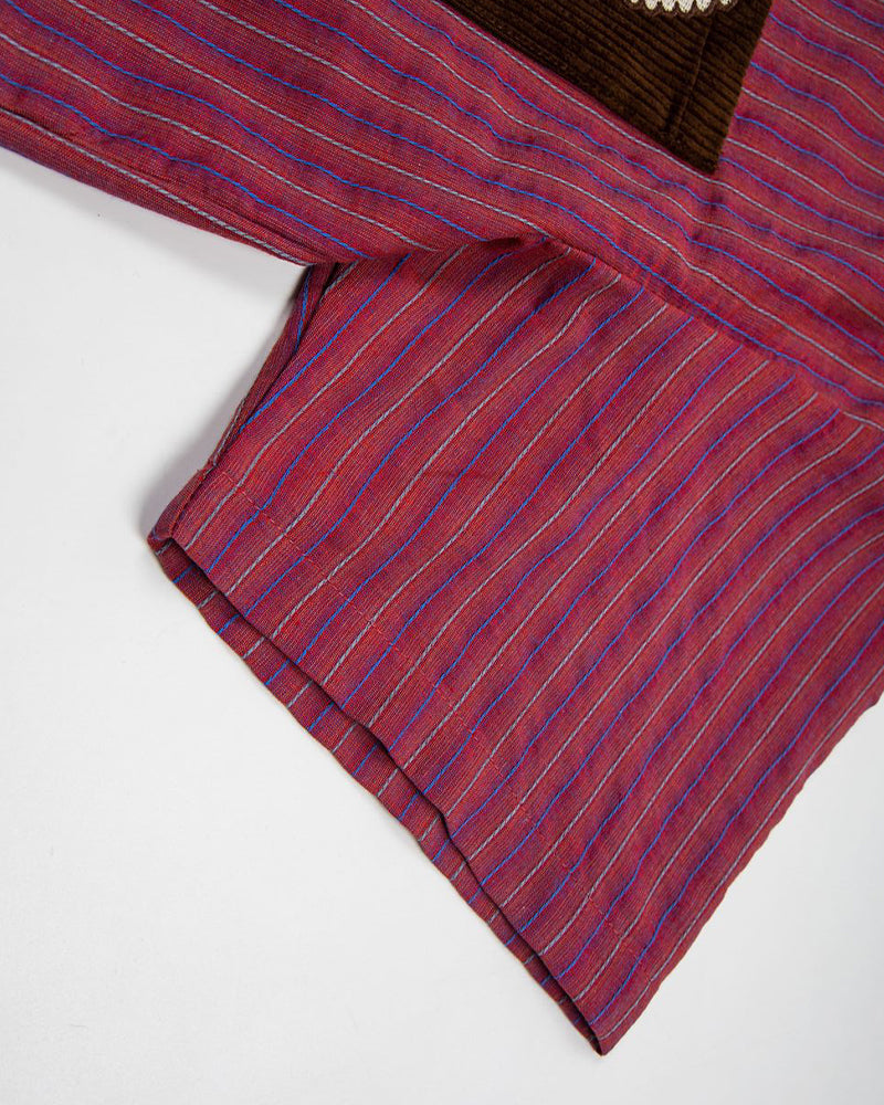 Embroidered color-blocked short-sleeved shirt