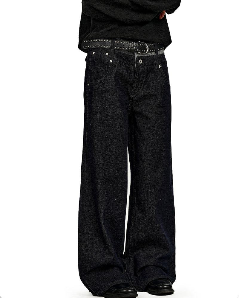 Faux two-piece casual trousers