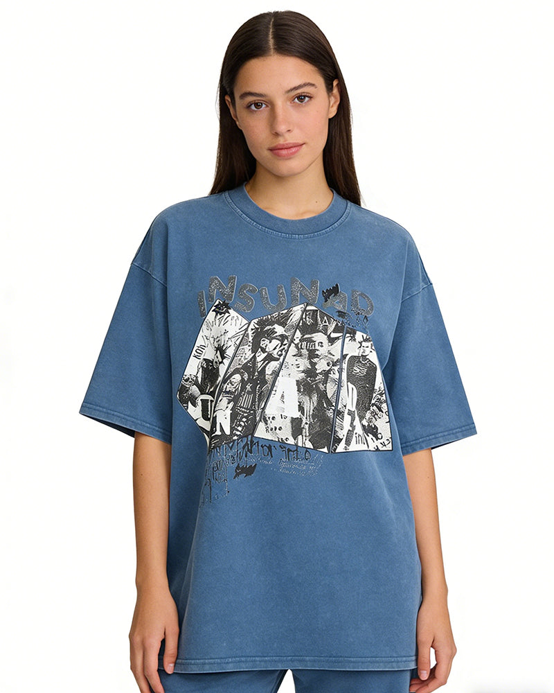Collage Distressed Short-Sleeved T-shirt