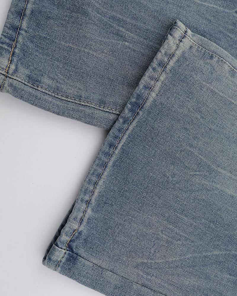 Washed straight jeans