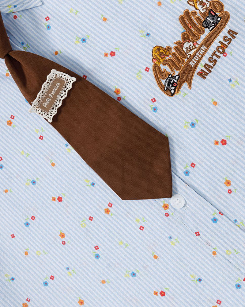 Cartoon Embroidered Short-Sleeve Shirt