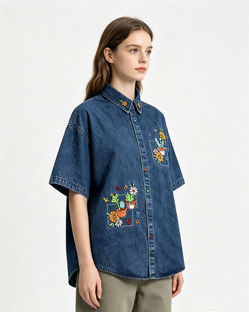 Floral short-sleeved shirt