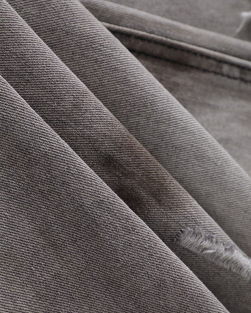 Distressed washed straight jeans