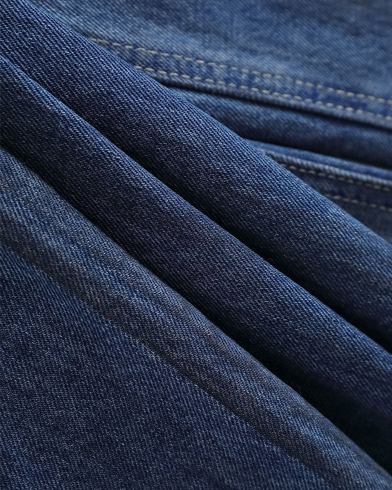 Washed denim straight pants