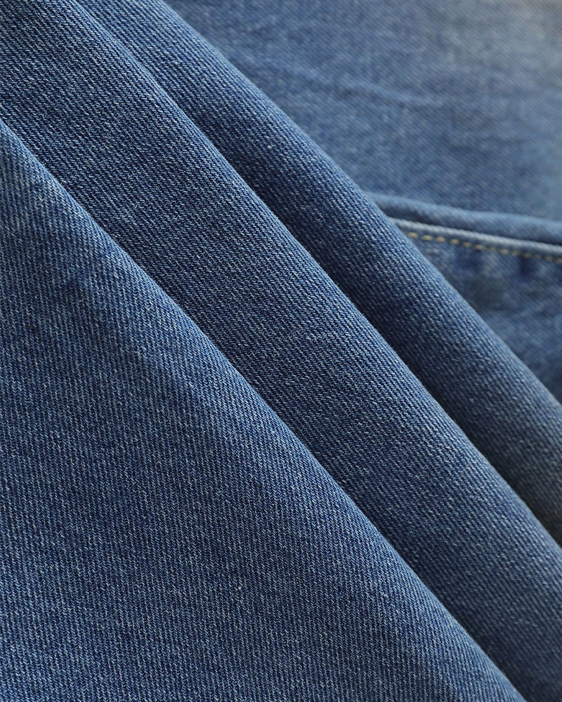 Distressed straight jeans