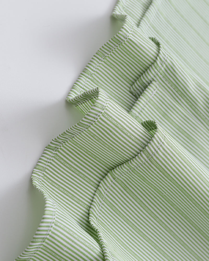 embroidered striped short-sleeved shirt