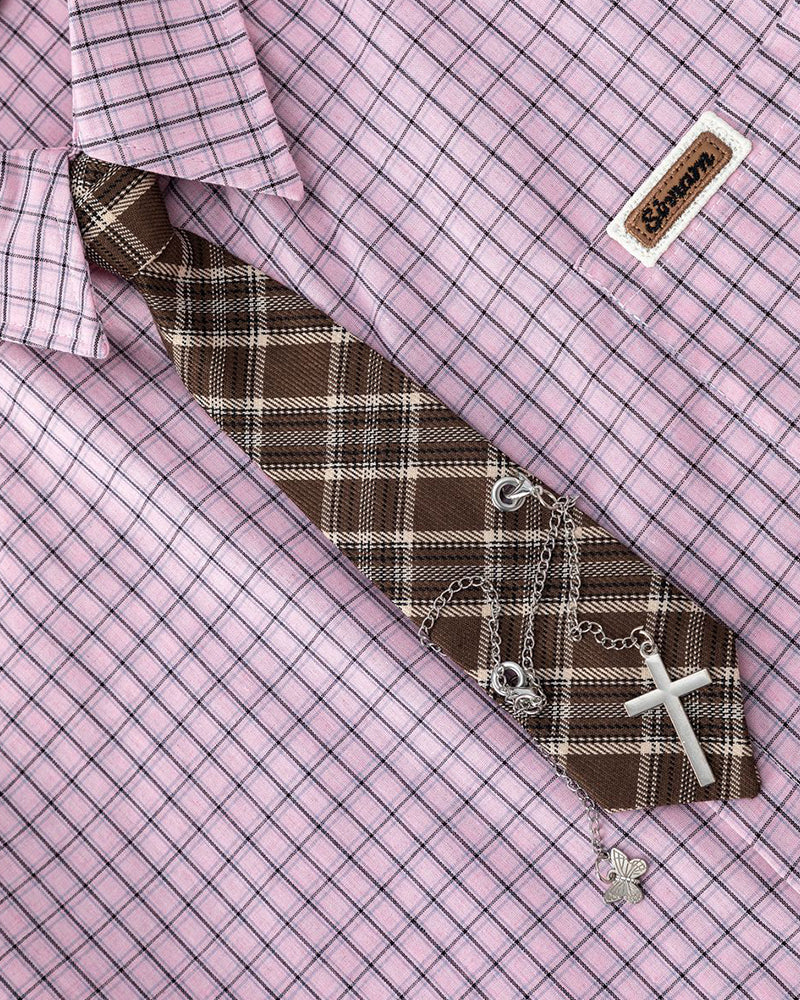 Vintage check short-sleeved shirt