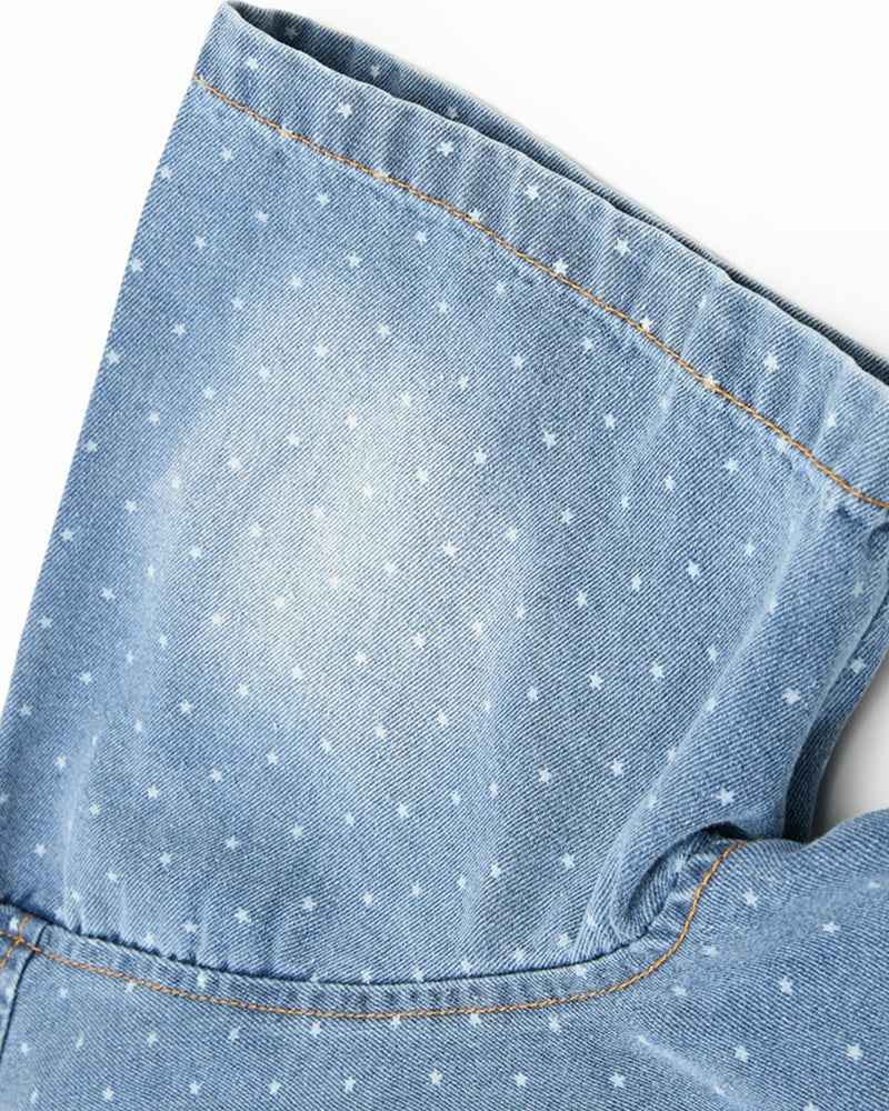 Washed polka dot short-sleeved shirt