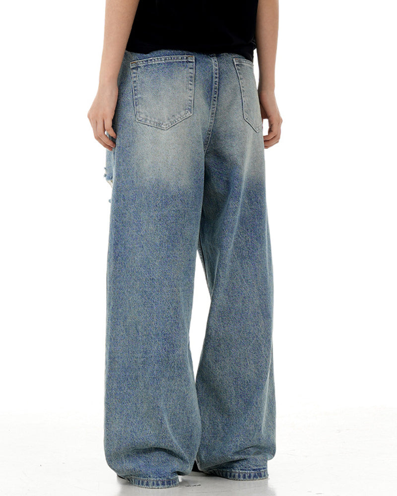 Washed straight leg trousers