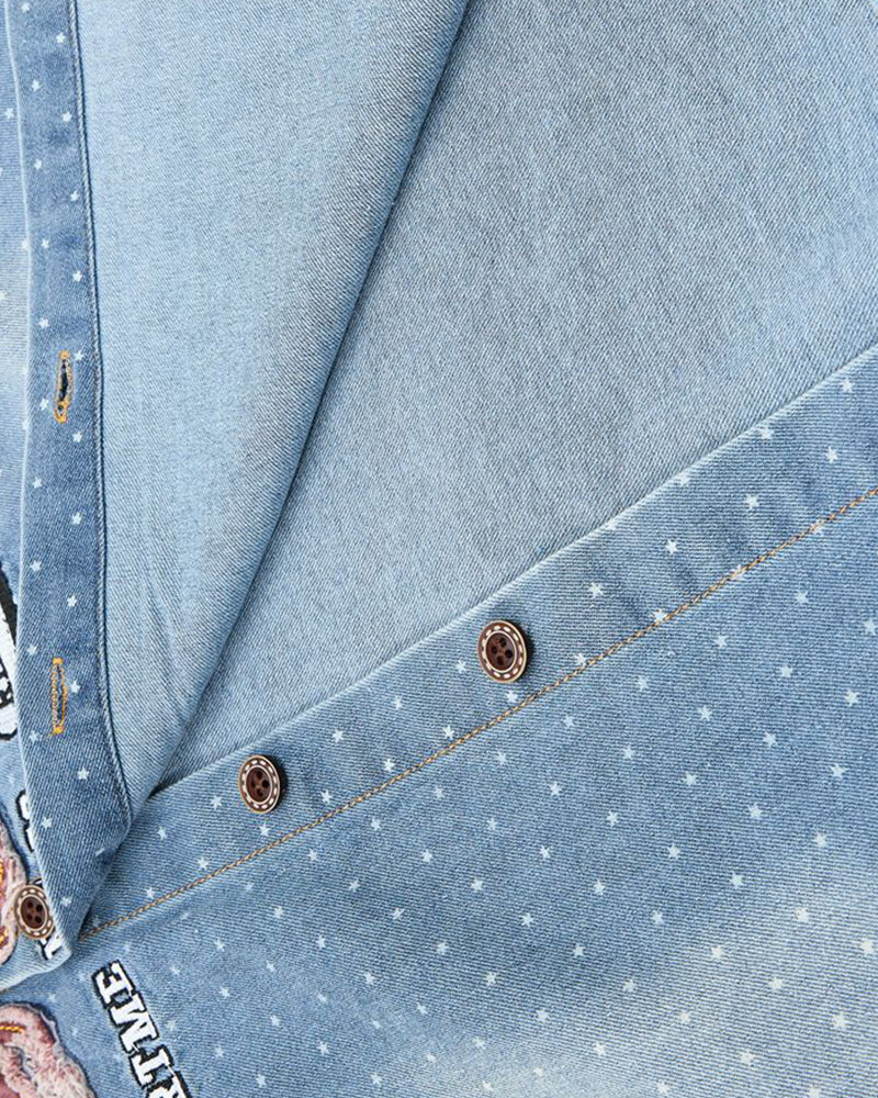 Washed polka dot short-sleeved shirt