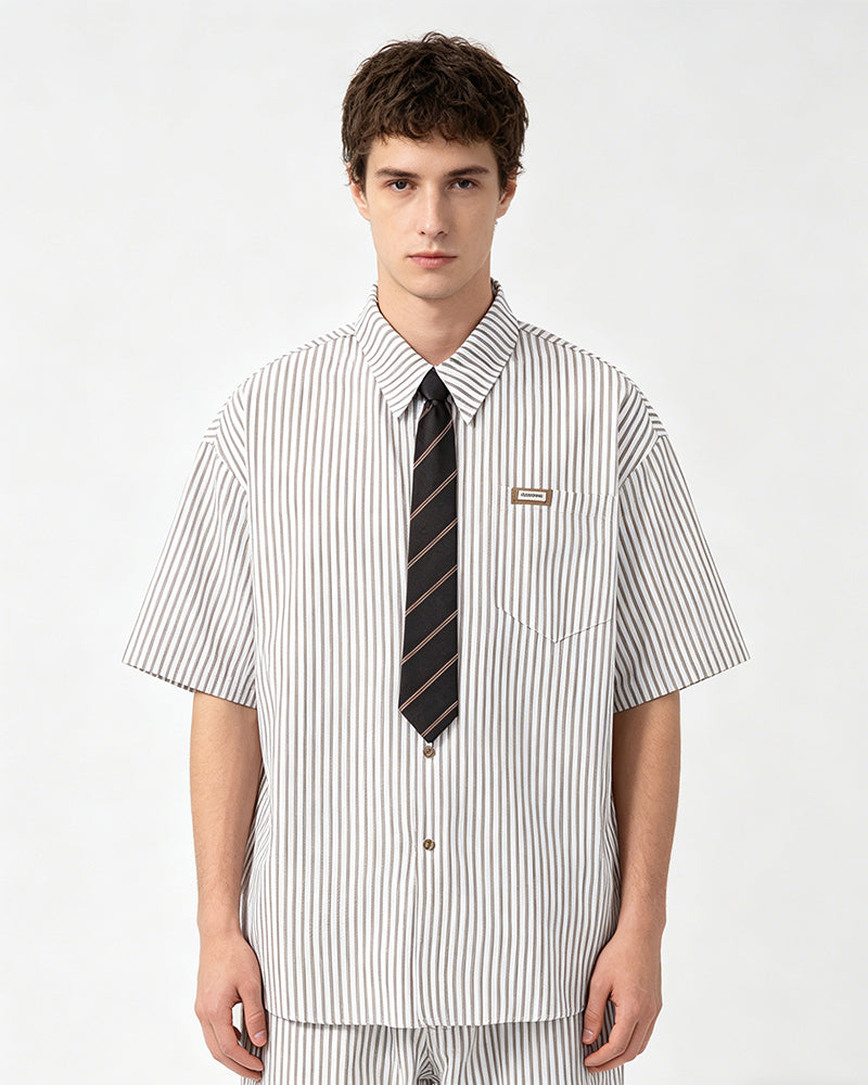 Striped shirt with vintage tie