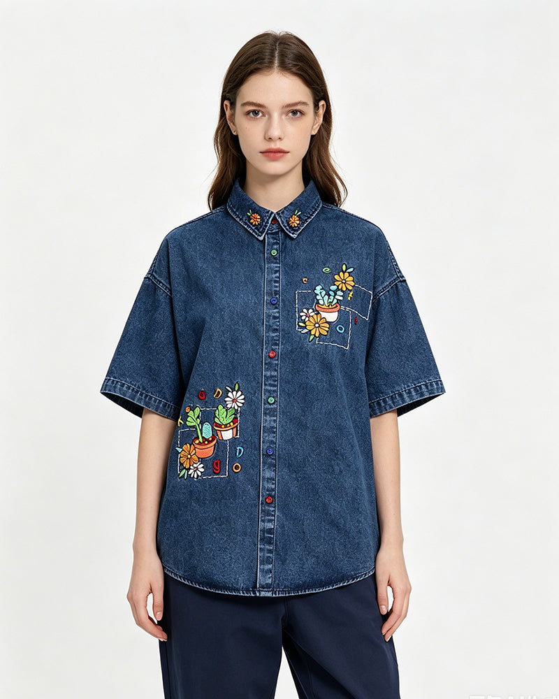 Floral short-sleeved shirt