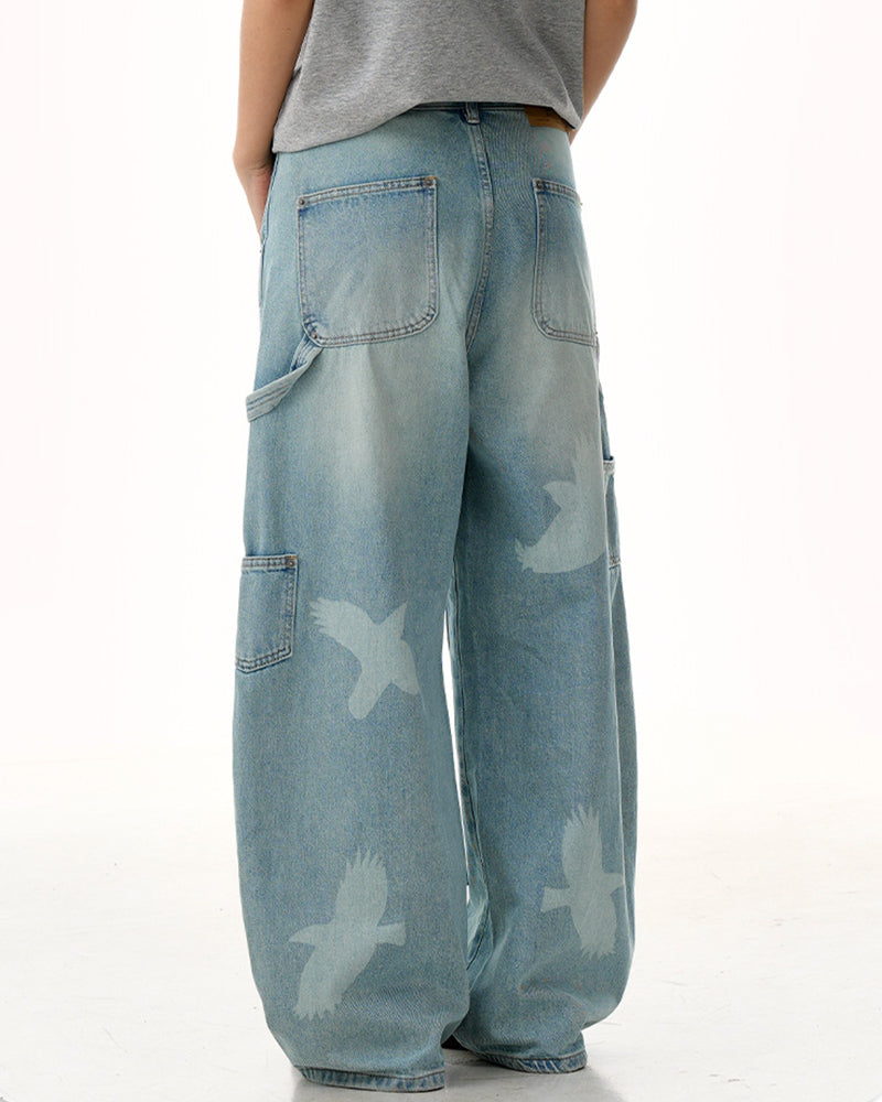 Washed straight jeans