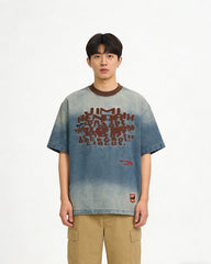 Washed distressed short sleeves