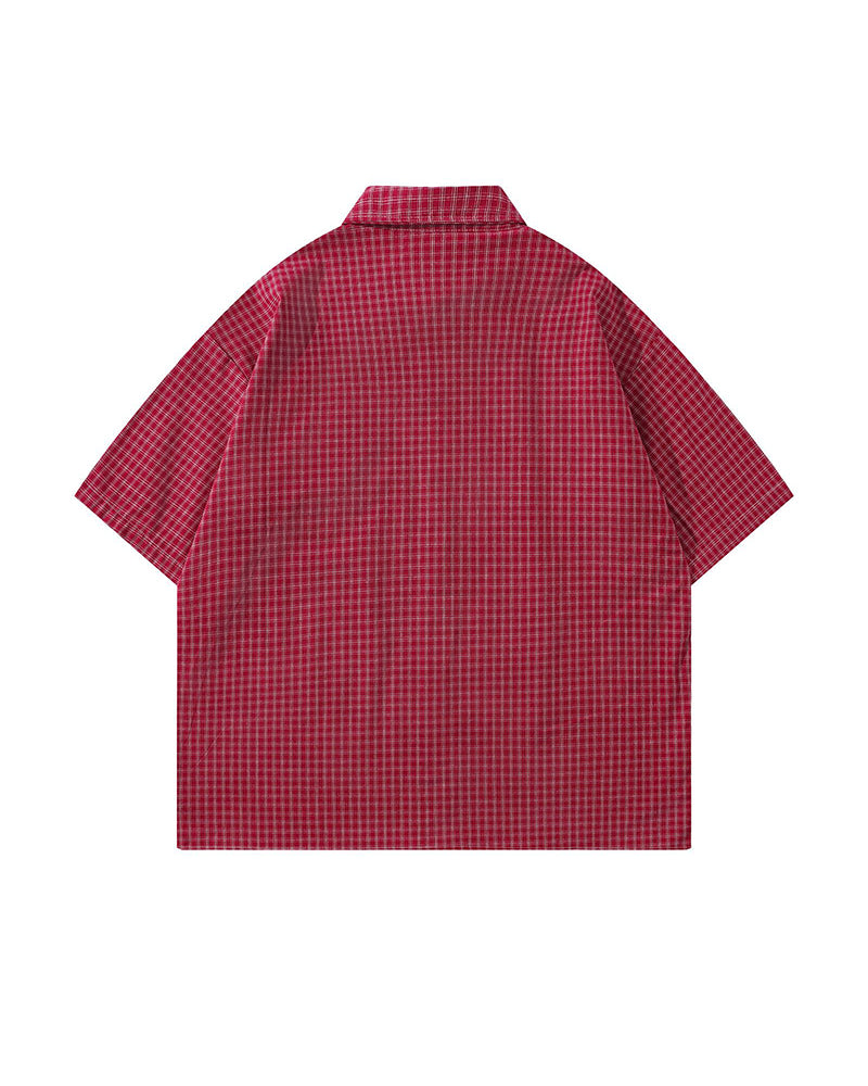 Vintage check short-sleeved shirt